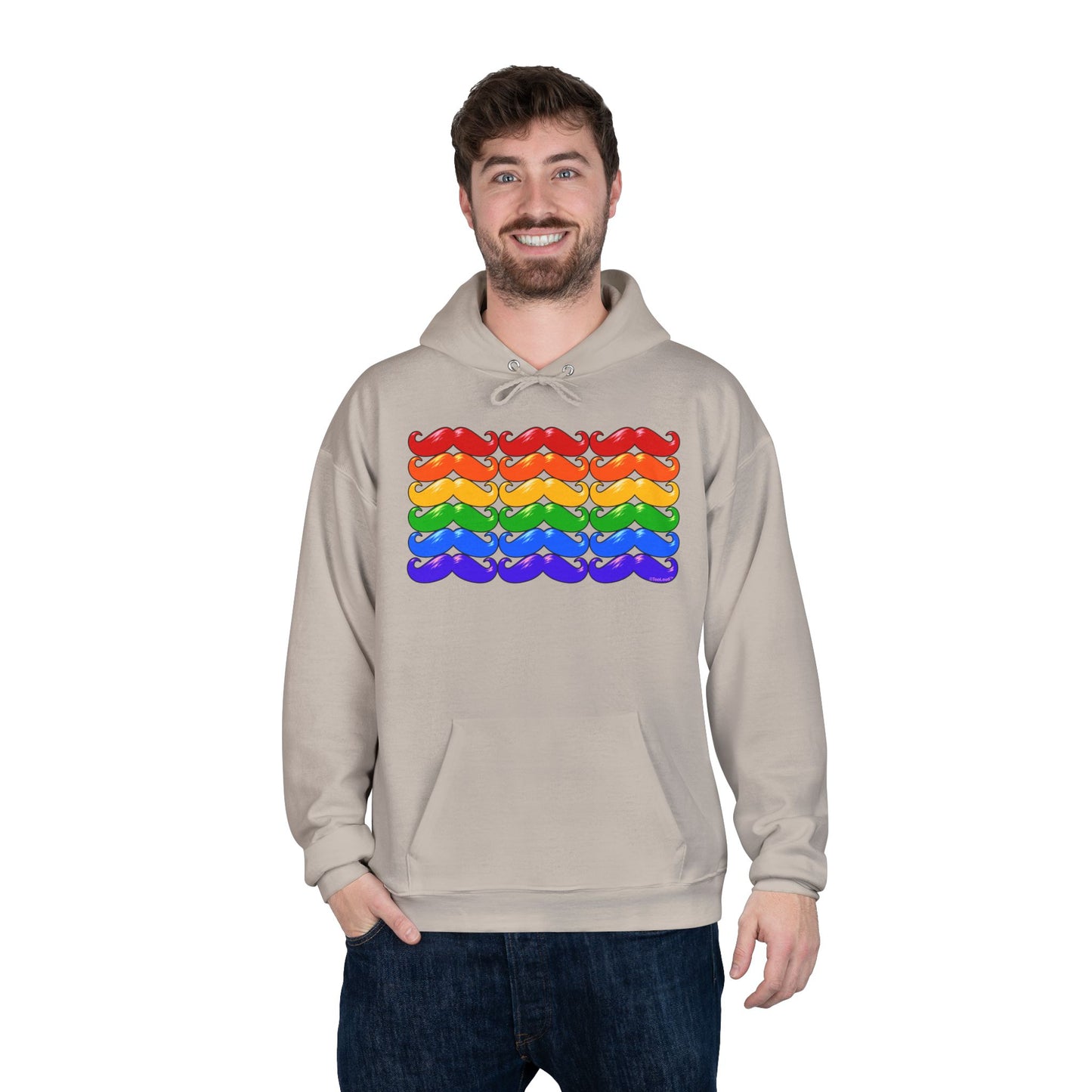 Rainbow Mustaches Gay Pride Flag Unisex Hoodie Sweatshirt by TOOLOUD