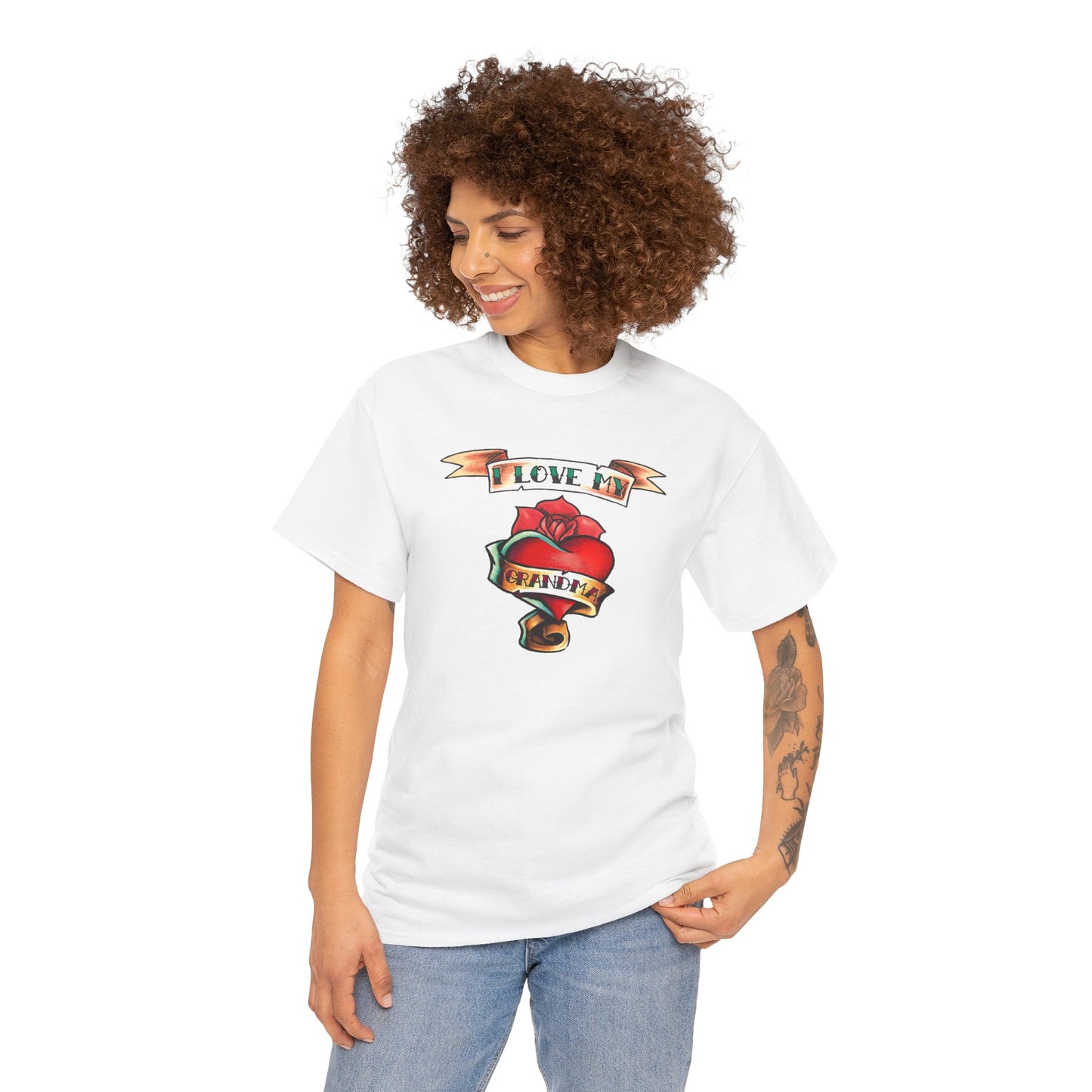 Heart Tattoo I Love My Grandma Adult T-Shirt by TOOLOUD