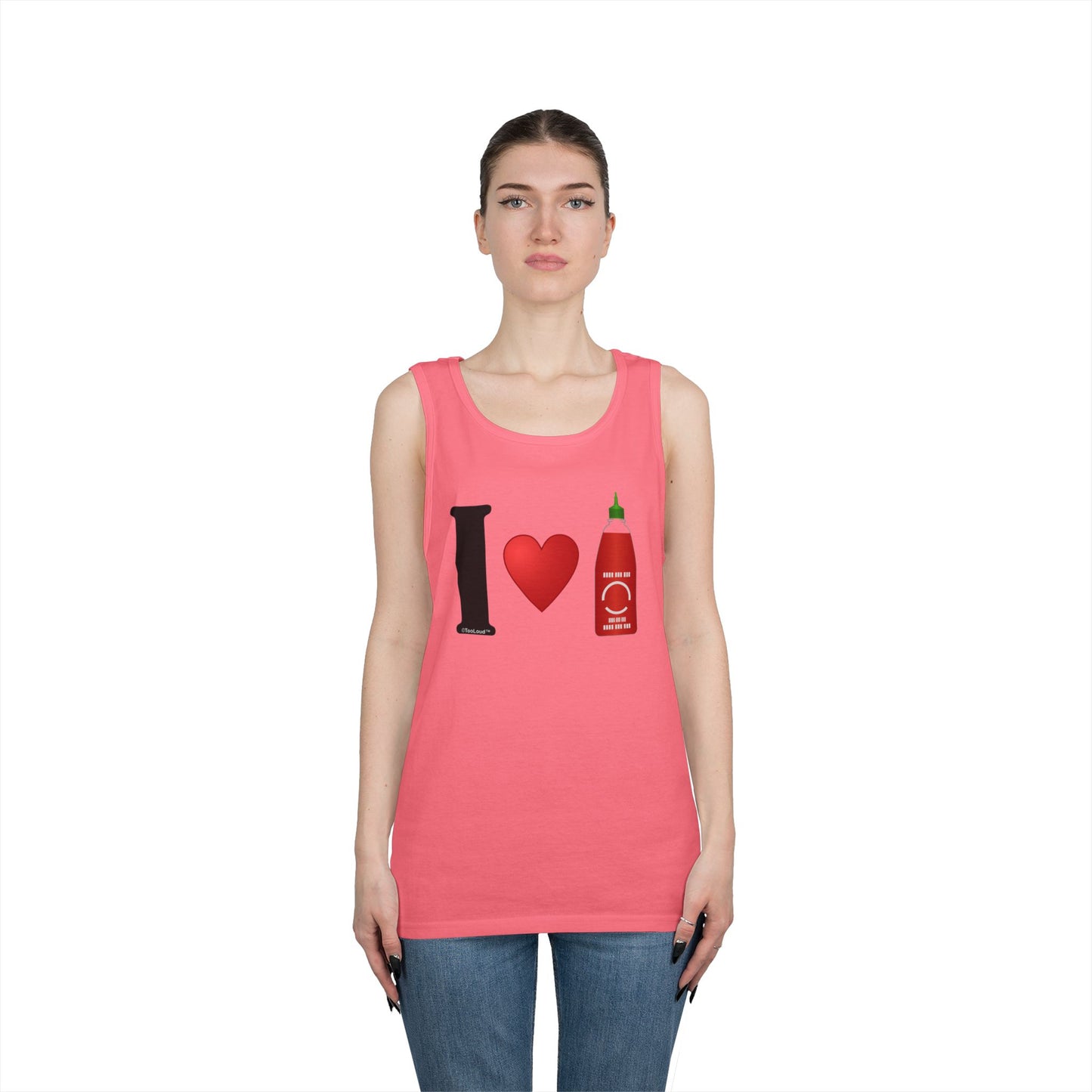 I Heart Sriracha Design Adult Tank Top by TOOLOUD