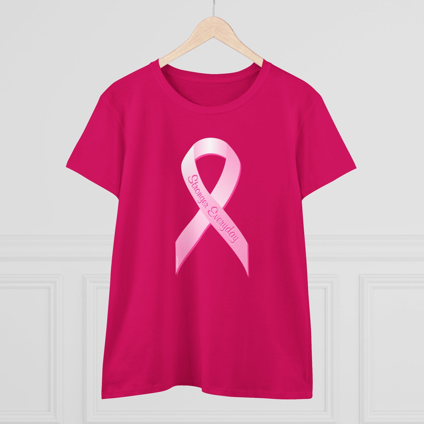 Pink Breast Cancer Awareness Ribbon - Stronger Everyday Women's T-Shirt by TOOLOUD