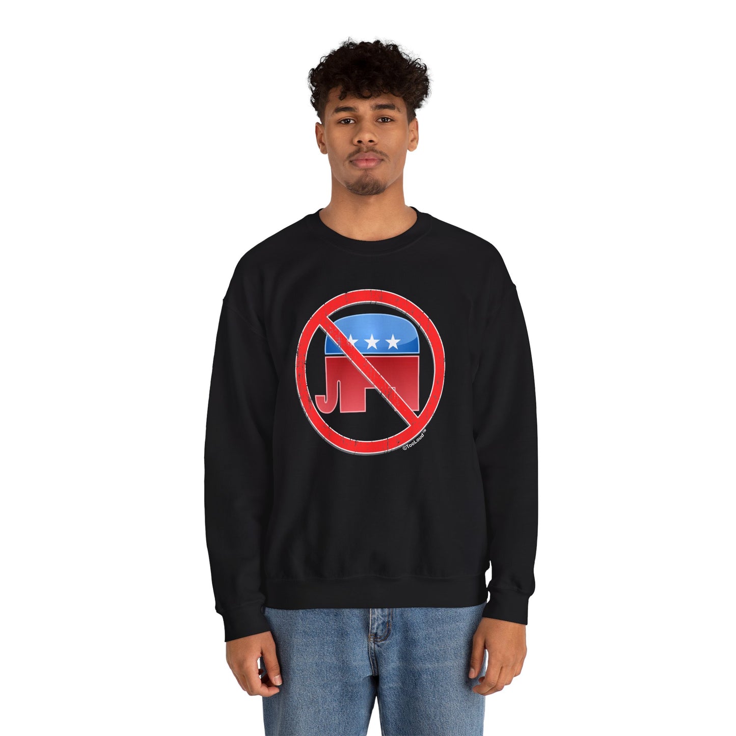 Distressed No Republicans Sign Adult Dark Sweatshirt by TOOLOUD