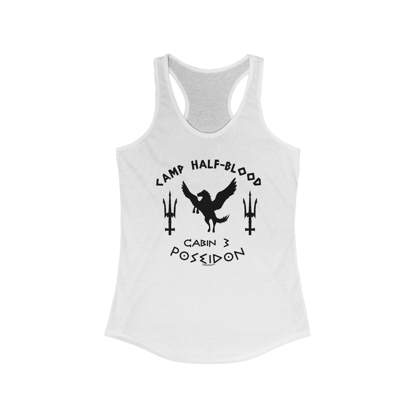 Cabin 3 Poseidon Camp Half Blood Women's Racerback Tank Top by TOOLOUD