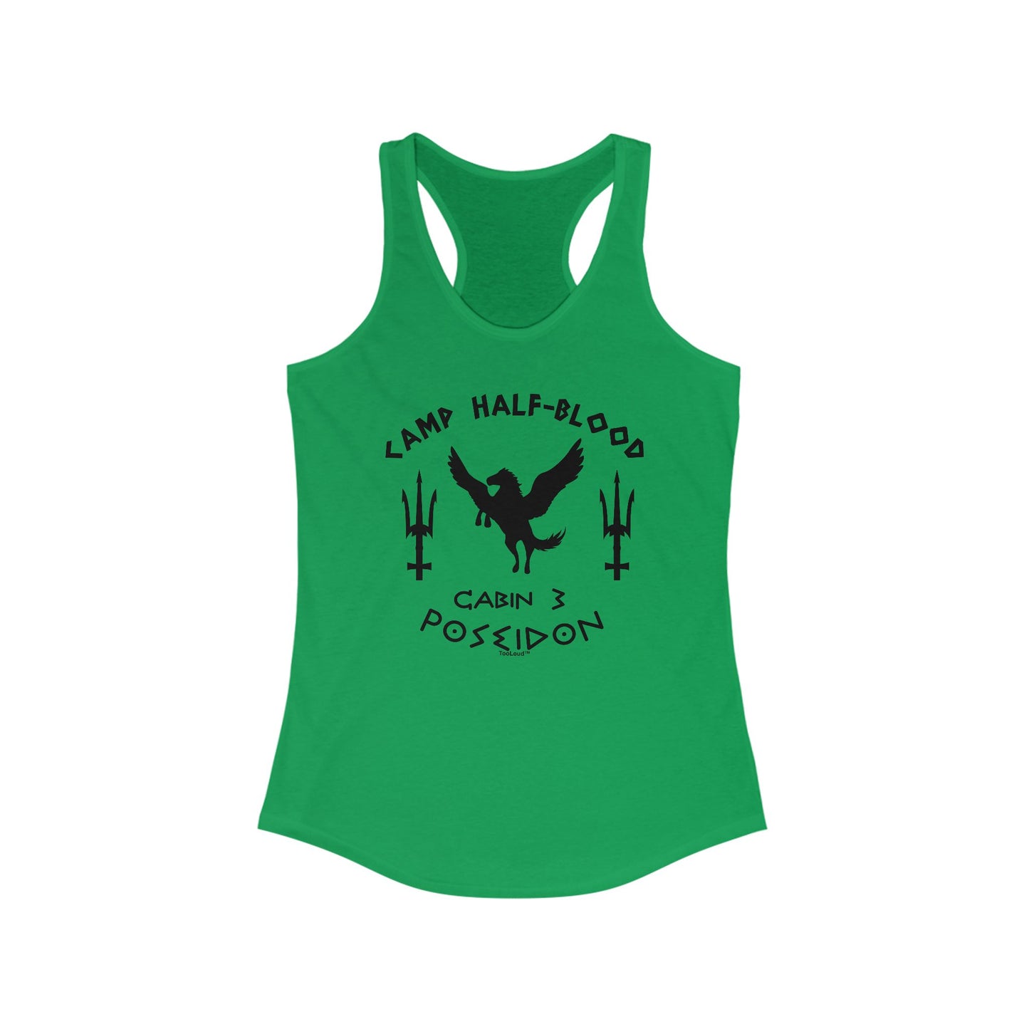 Cabin 3 Poseidon Camp Half Blood Women's Racerback Tank Top by TOOLOUD