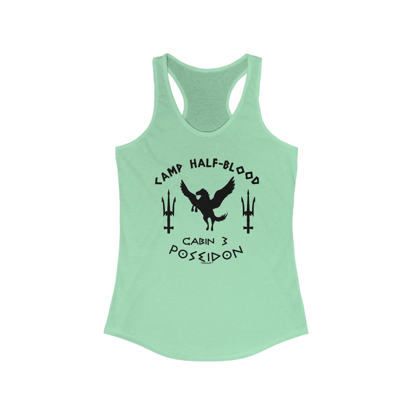 Cabin 3 Poseidon Camp Half Blood Women's Racerback Tank Top by TOOLOUD