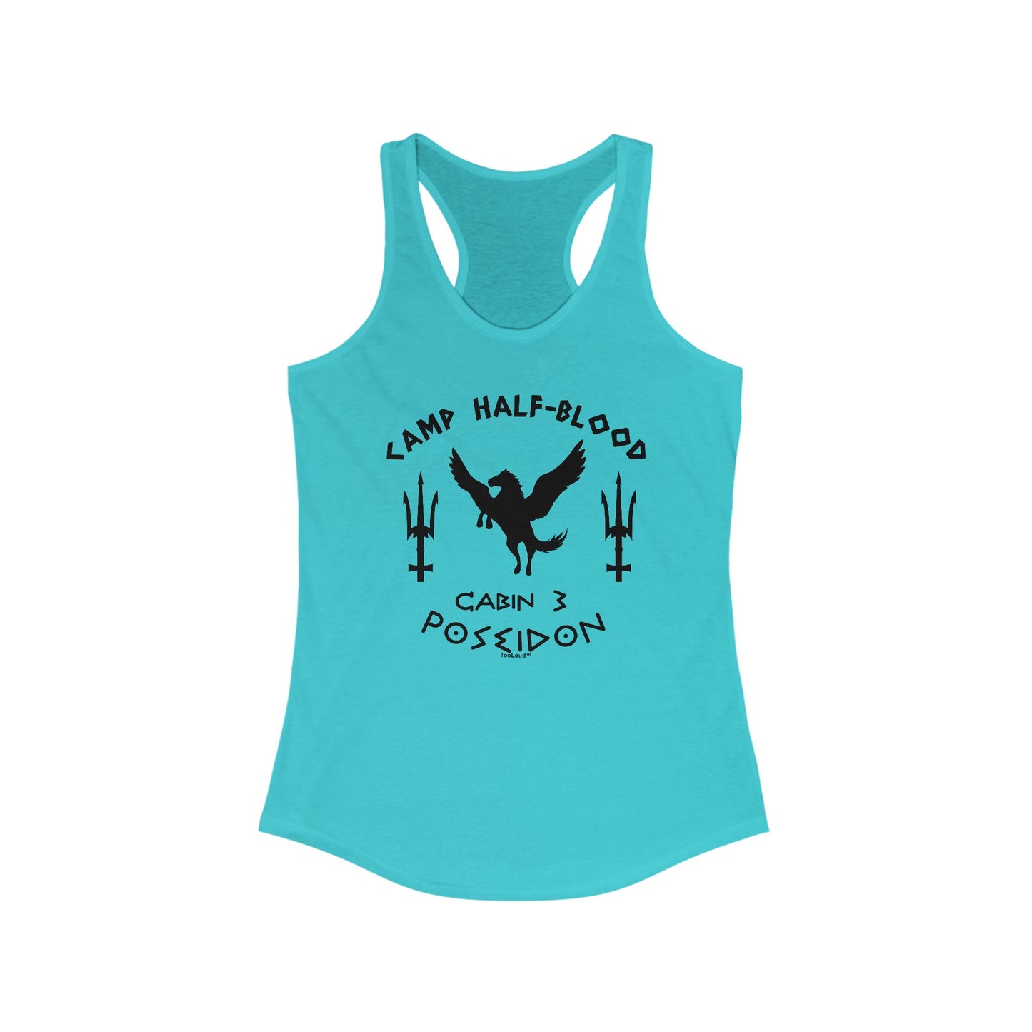 Cabin 3 Poseidon Camp Half Blood Women's Racerback Tank Top by TOOLOUD