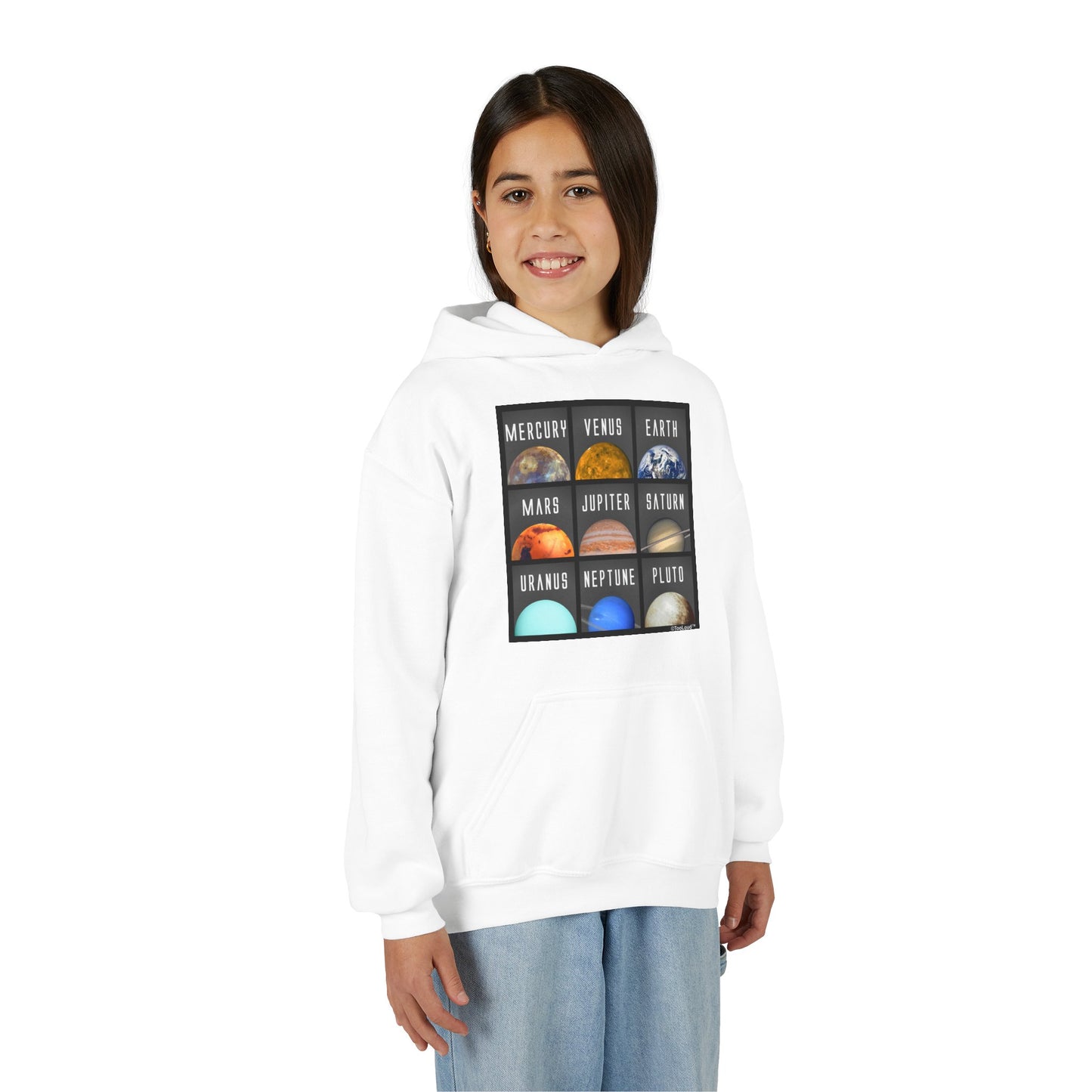 Solar System Squares Children's Youth Hoodie by TOOLOUD