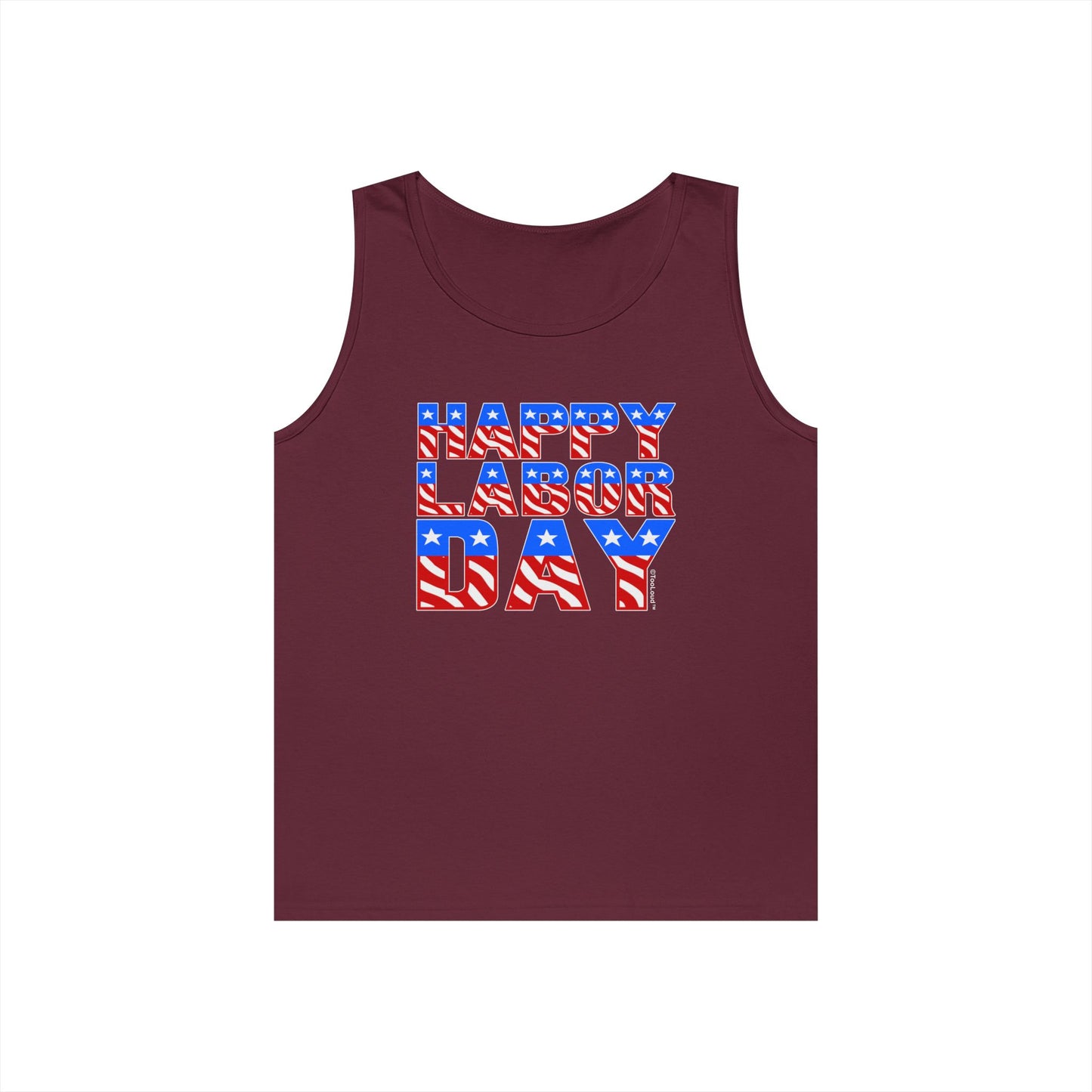 Happy Labor Day Color Text Loose Fit Dark Tank Top by TOOLOUD