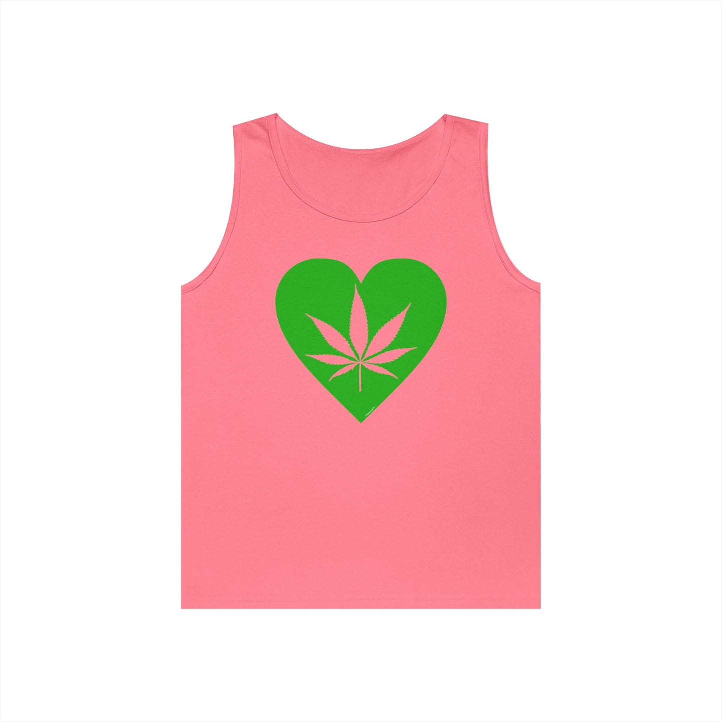 Marijuana Leaf Heart Green Adult Tank Top by TOOLOUD