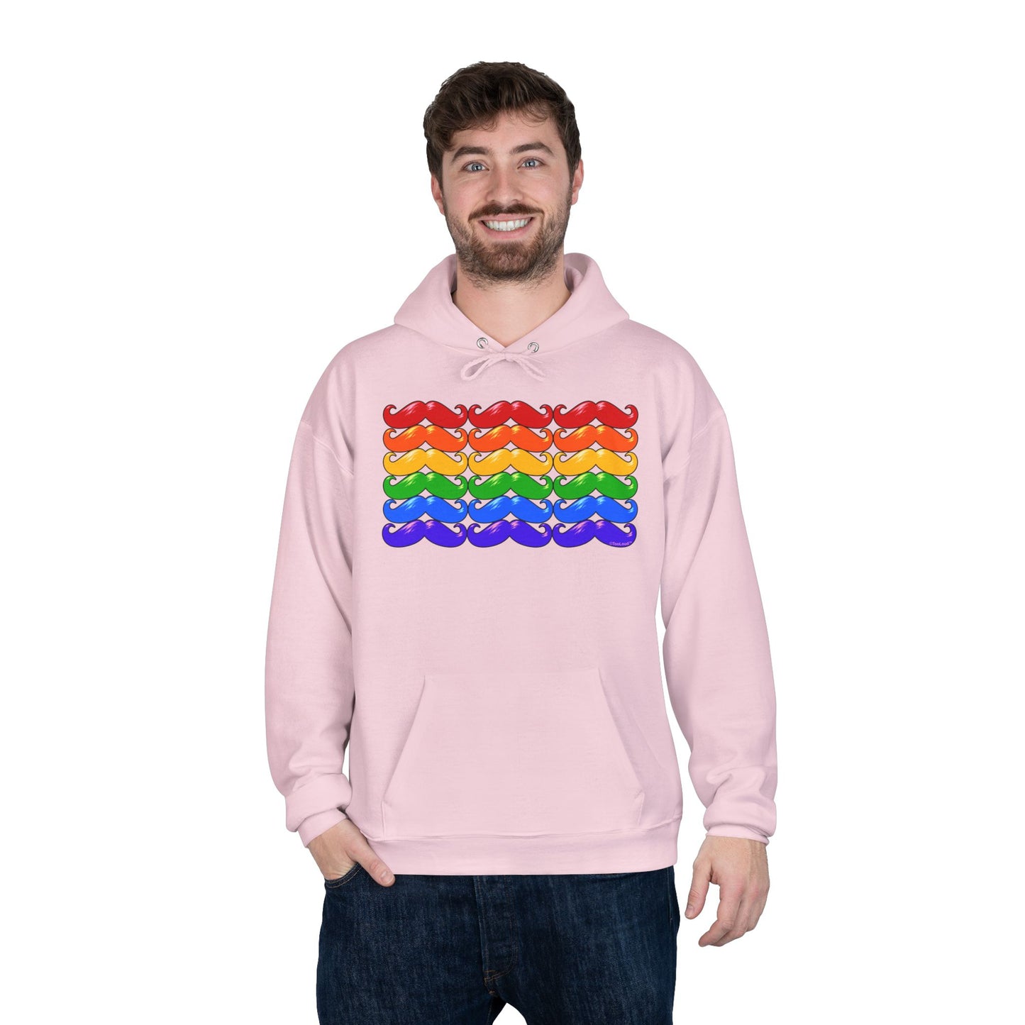 Rainbow Mustaches Gay Pride Flag Unisex Hoodie Sweatshirt by TOOLOUD