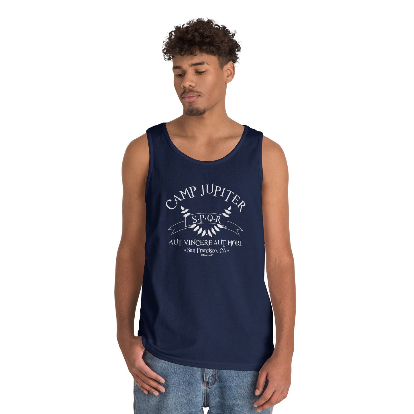 Camp Jupiter SPQR Banner Loose Fit Adult Dark Tank Top by TOOLOUD – Roman Demigod Inspired Design