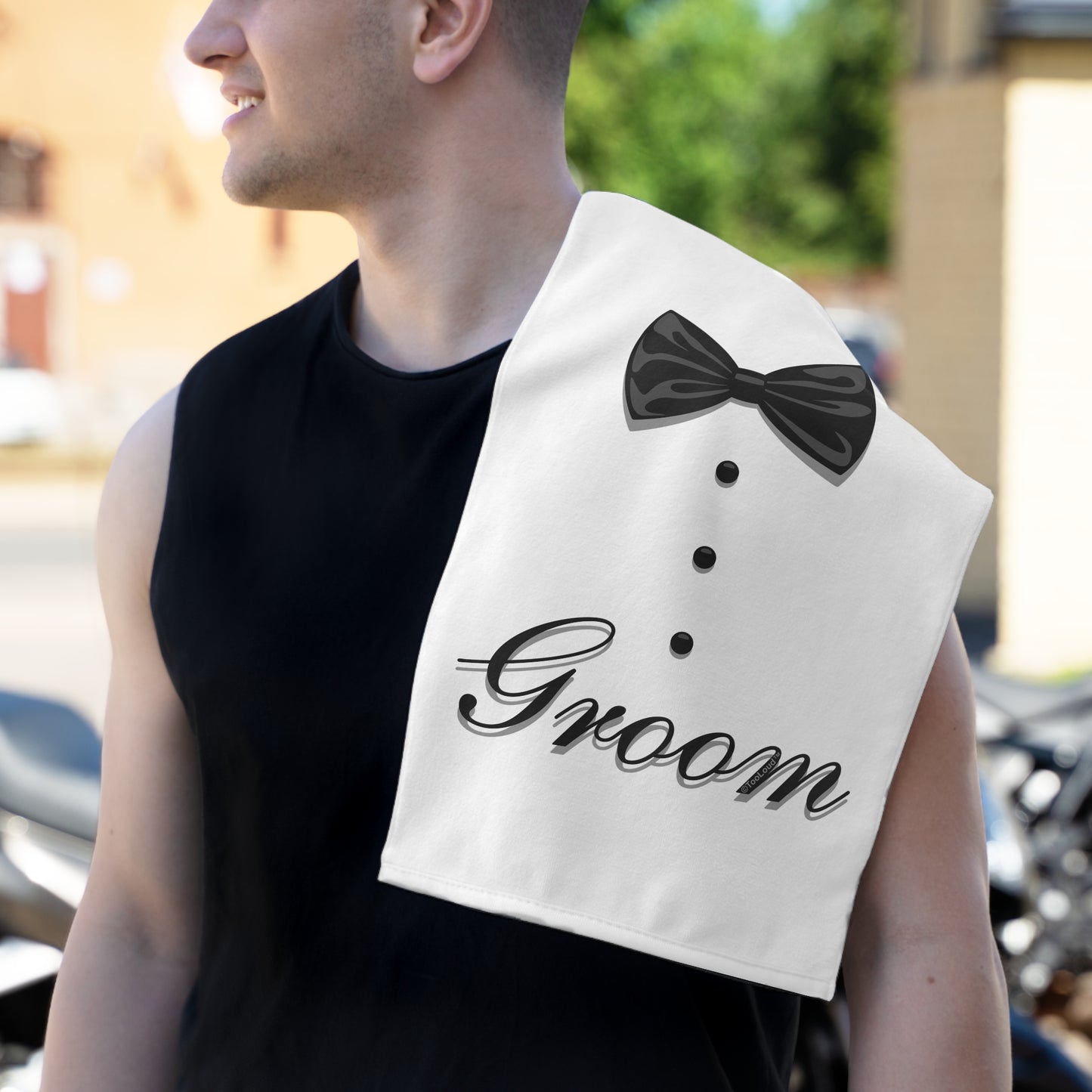 Tuxedo - Groom Micro Terry Sport Towel 11" x 18" by TOOLOUD