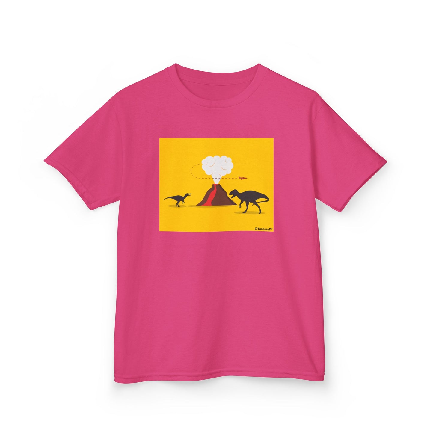 Two Dinosaurs and Volcano Design Children's T-Shirt by TOOLOUD