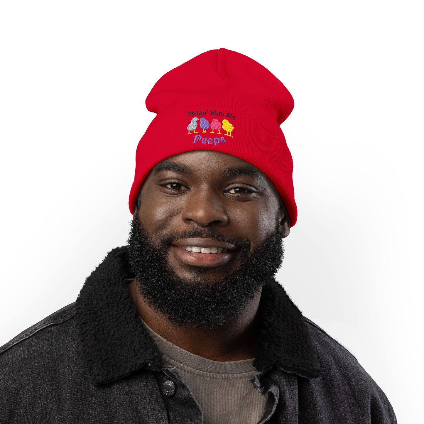 Chillin With My Peeps Embroidered Adult Knit Beanie Cap Hat by TOOLOUD