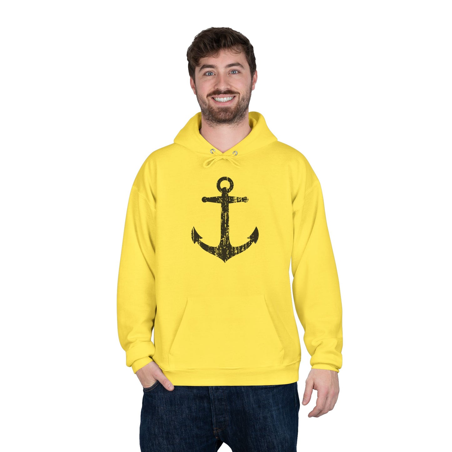 Distressed Nautical Sailor Anchor Hoodie Sweatshirt by TOOLOUD