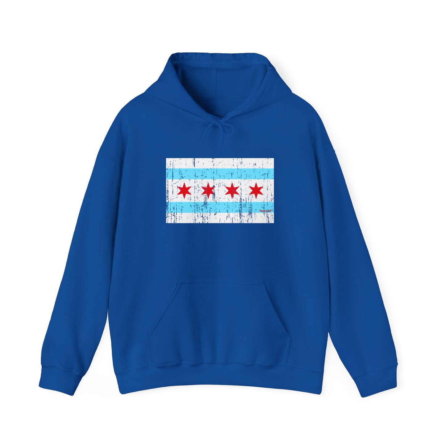 TOOLOUD Distressed Chicago Flag Design Unisex Hoodie Sweatshirt