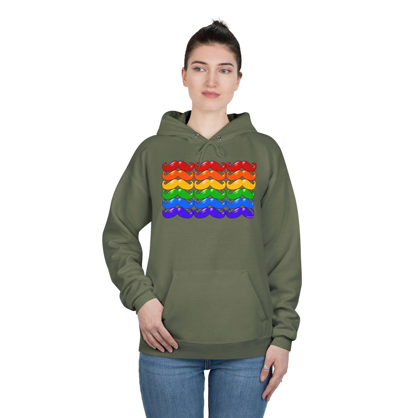 Rainbow Mustaches Gay Pride Flag Unisex Hoodie Sweatshirt by TOOLOUD