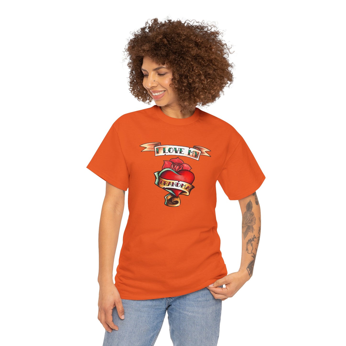 Heart Tattoo I Love My Grandma Adult T-Shirt by TOOLOUD