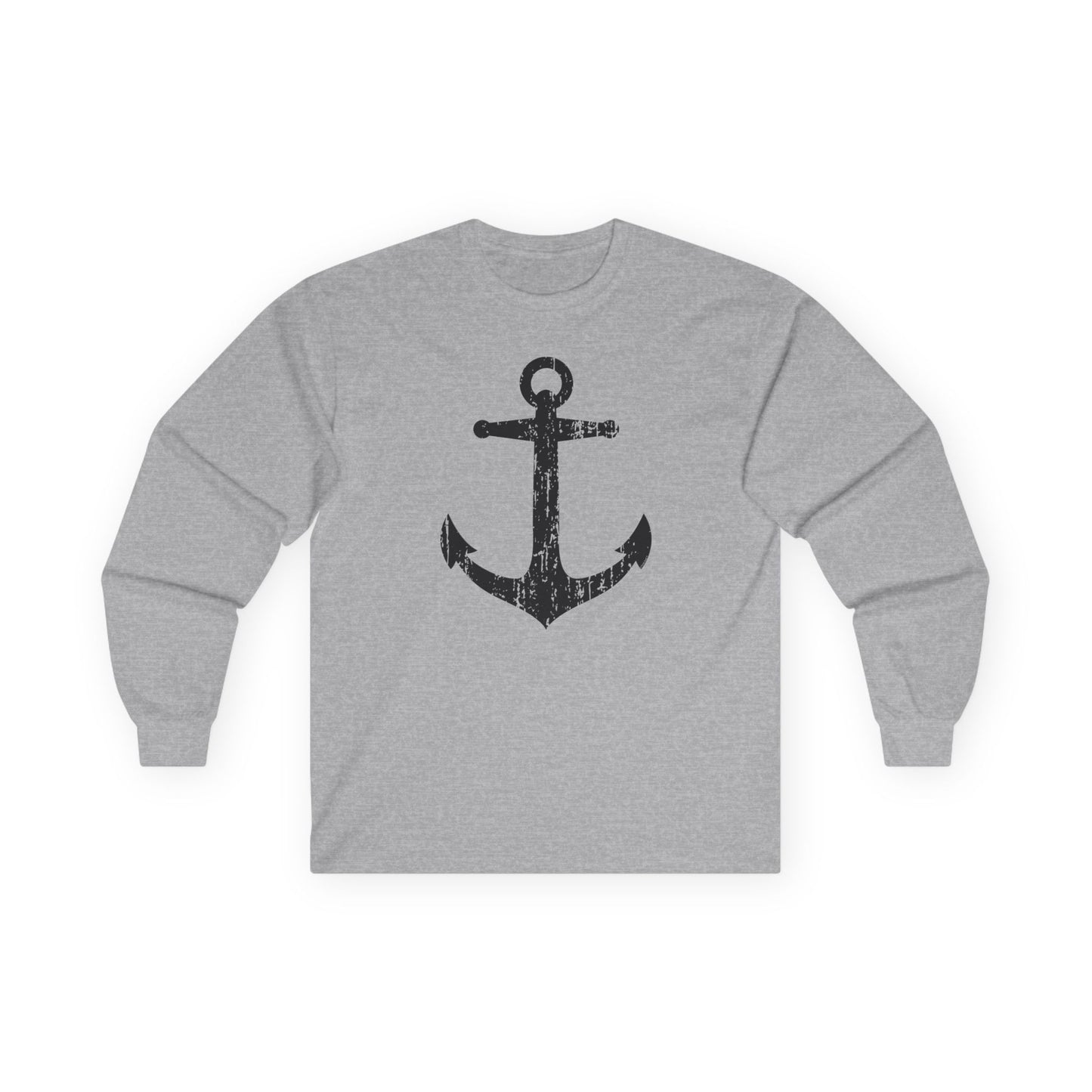 Distressed Nautical Sailor Anchor Adult Long Sleeve Shirt by TOOLOUD