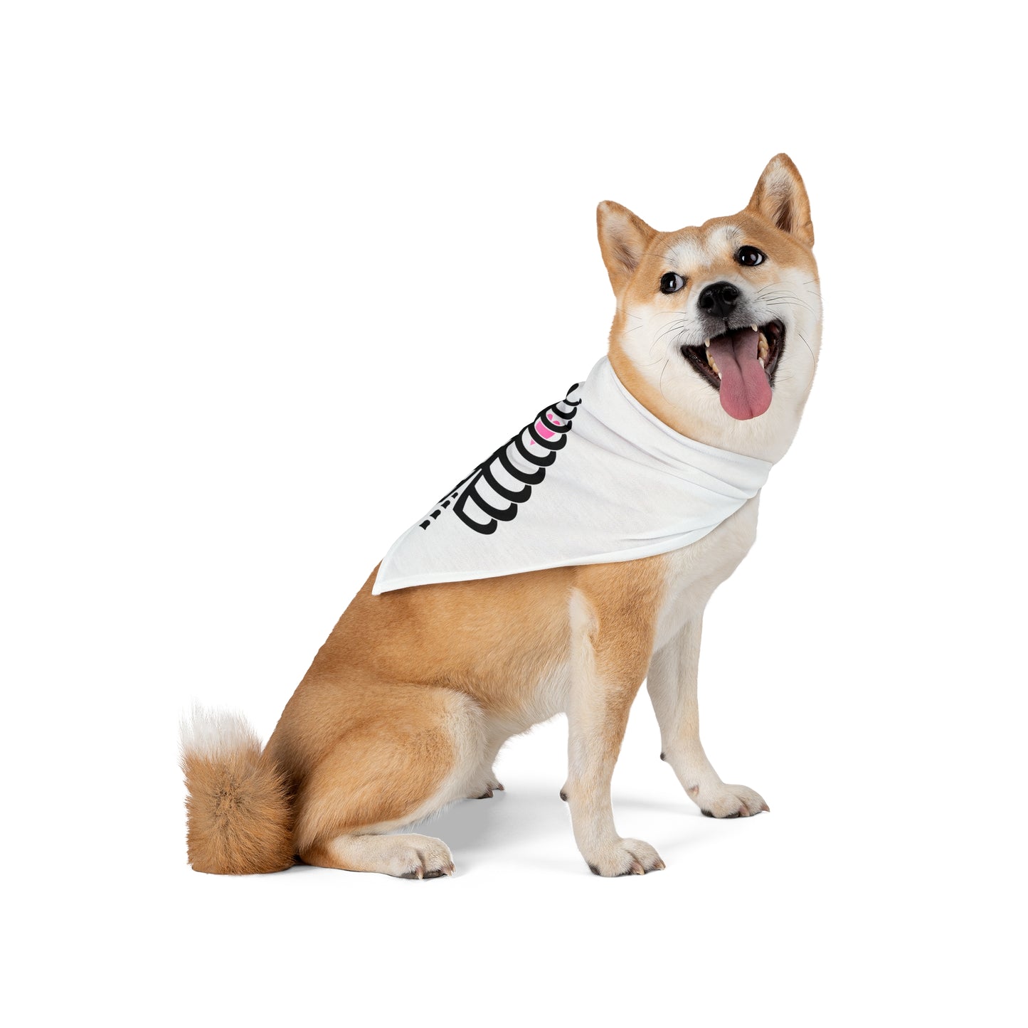 Black Skeleton Ribcage with Pink Heart Halloween Printed White Dog Bandana 27" By TOOLOUD