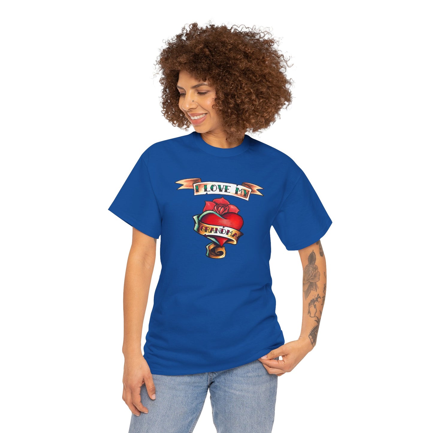 Heart Tattoo I Love My Grandma Adult T-Shirt by TOOLOUD