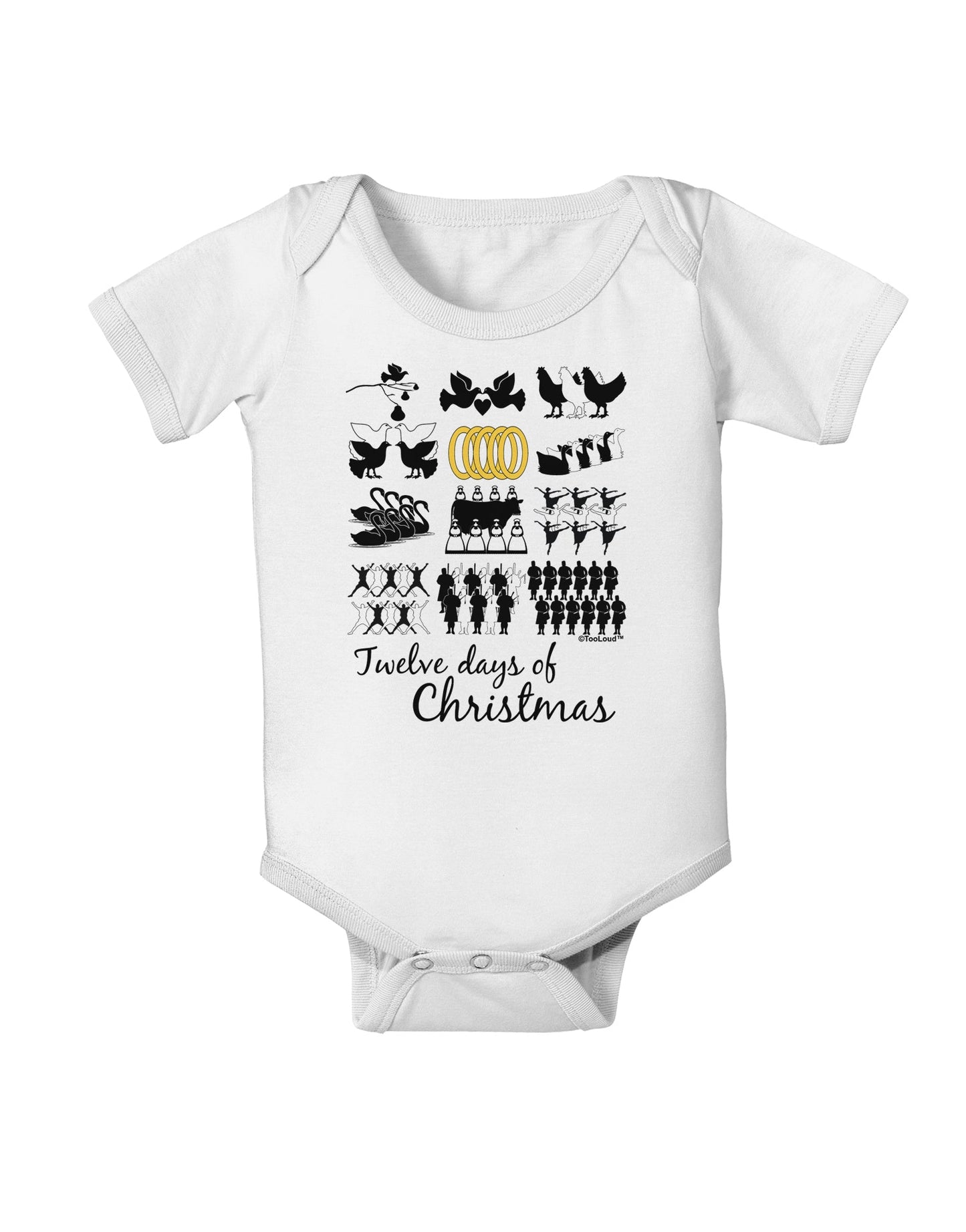 12 Days of Christmas Text Color Baby Romper Bodysuit-Baby Romper-TooLoud-White-06-Months-Davson Sales