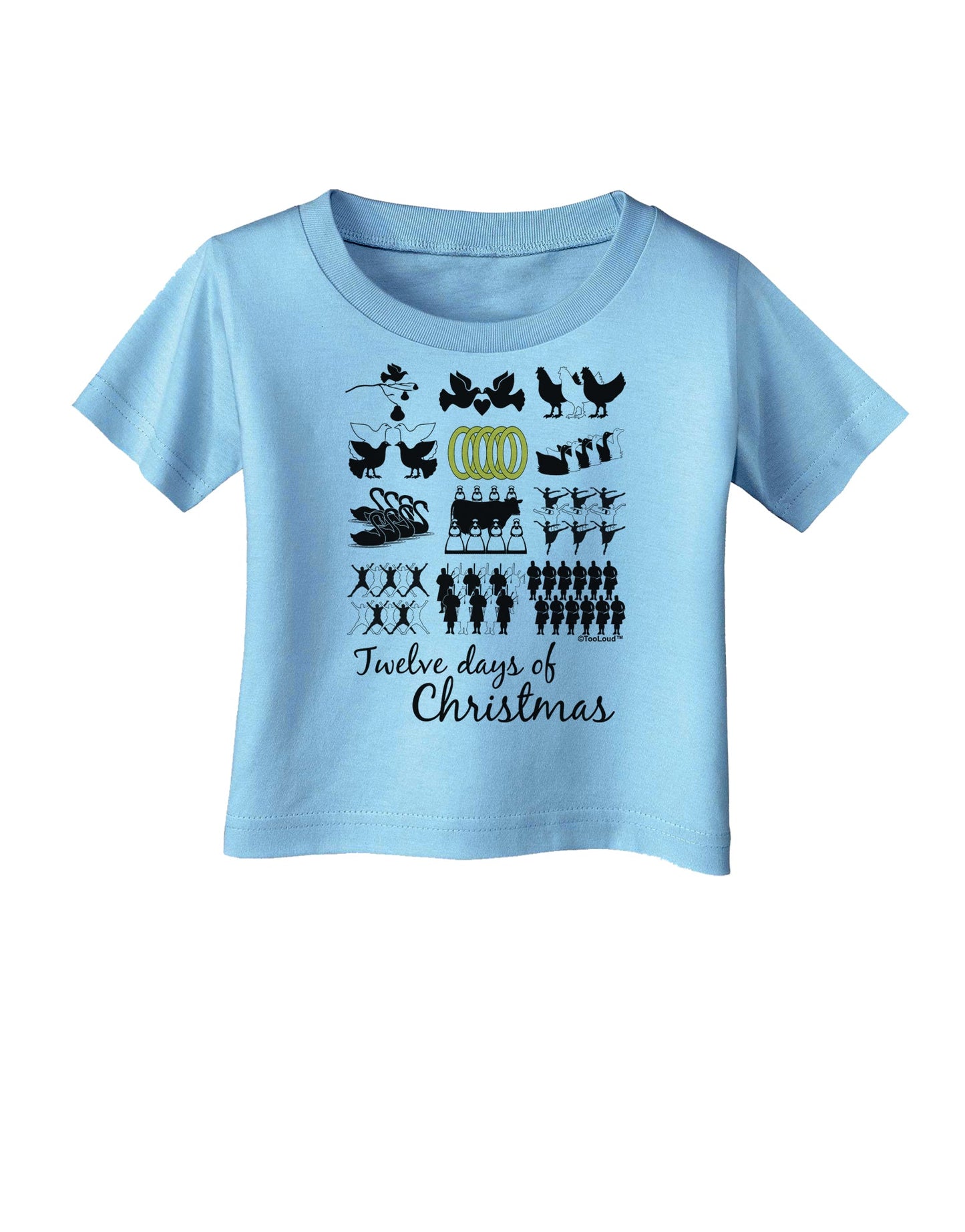 12 Days of Christmas Text Color Infant T-Shirt-Infant T-Shirt-TooLoud-Aquatic-Blue-06-Months-Davson Sales