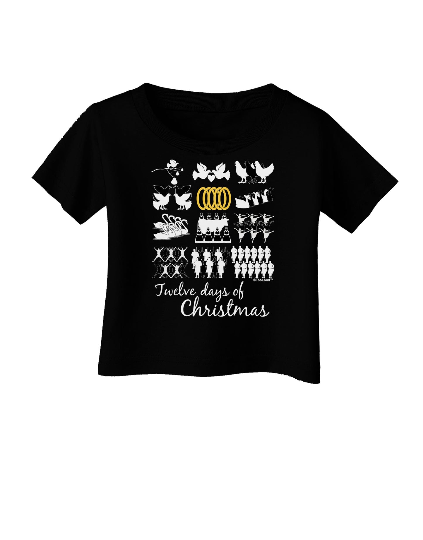 12 Days of Christmas Text Color Infant T-Shirt Dark-Infant T-Shirt-TooLoud-Black-06-Months-Davson Sales