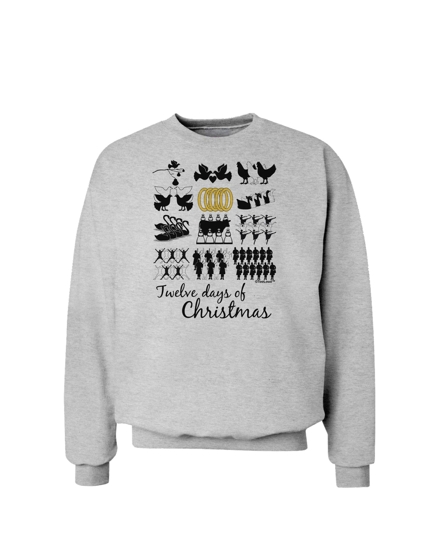 12 Days of Christmas Text Color Sweatshirt-Sweatshirts-TooLoud-AshGray-Small-Davson Sales