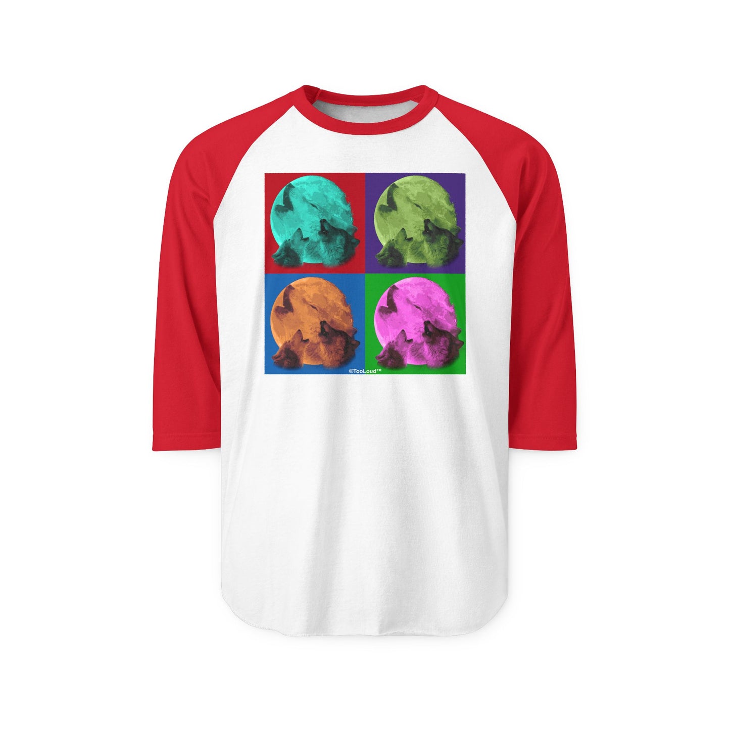 Three Wolves Howling - Pop-Art #1 Adult Unisex Raglan Shirt by TOOLOUD