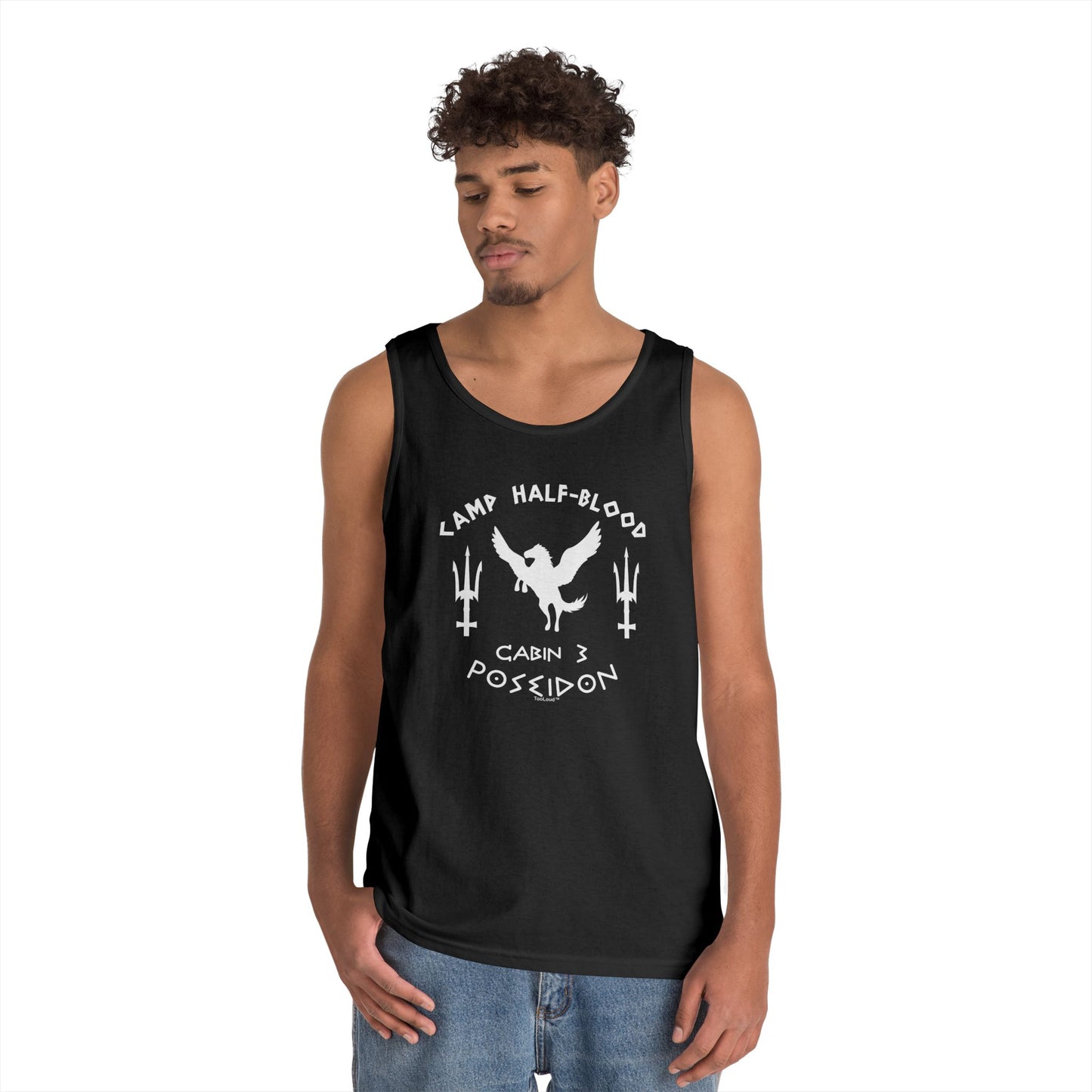 Cabin 3 Poseidon Camp Half-Blood Adult Loose Dark Tank Top by TOOLOUD – Greek Demigod Inspired Design