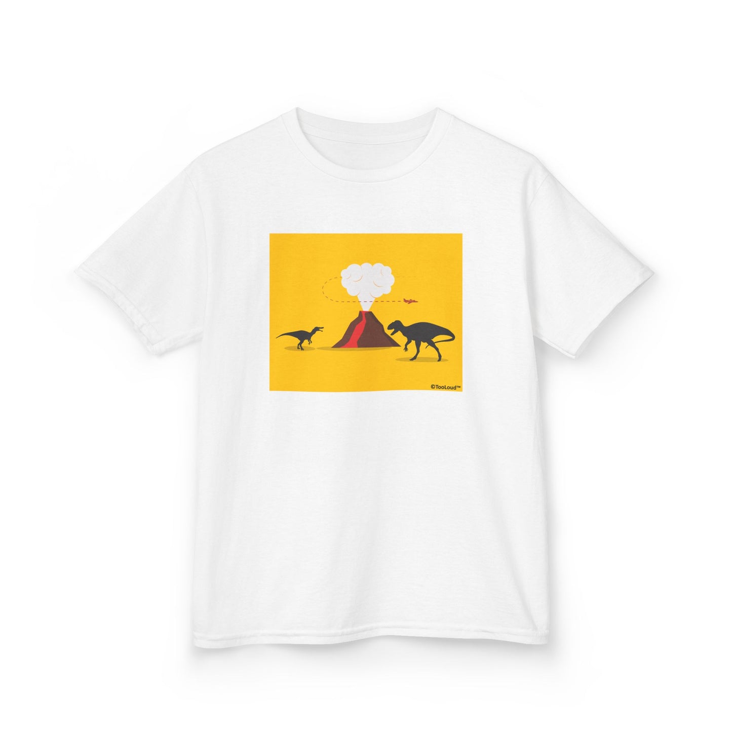 Two Dinosaurs and Volcano Design Children's T-Shirt by TOOLOUD