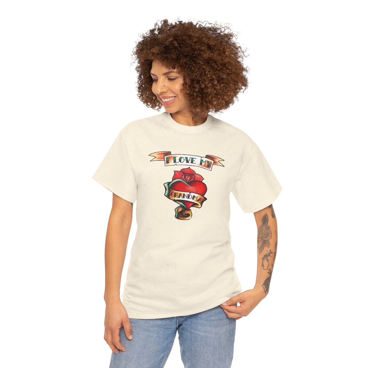 Heart Tattoo I Love My Grandma Adult T-Shirt by TOOLOUD
