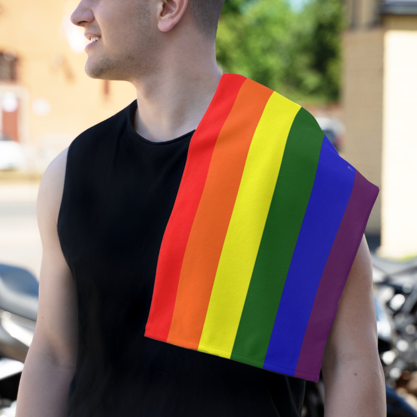 Rainbow Vertical Gay Pride Flag Micro Terry Sport Towel 11 x8 All Over Print