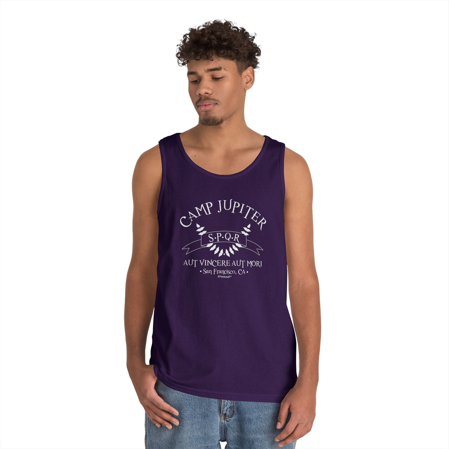 Camp Jupiter SPQR Banner Loose Fit Adult Dark Tank Top by TOOLOUD – Roman Demigod Inspired Design
