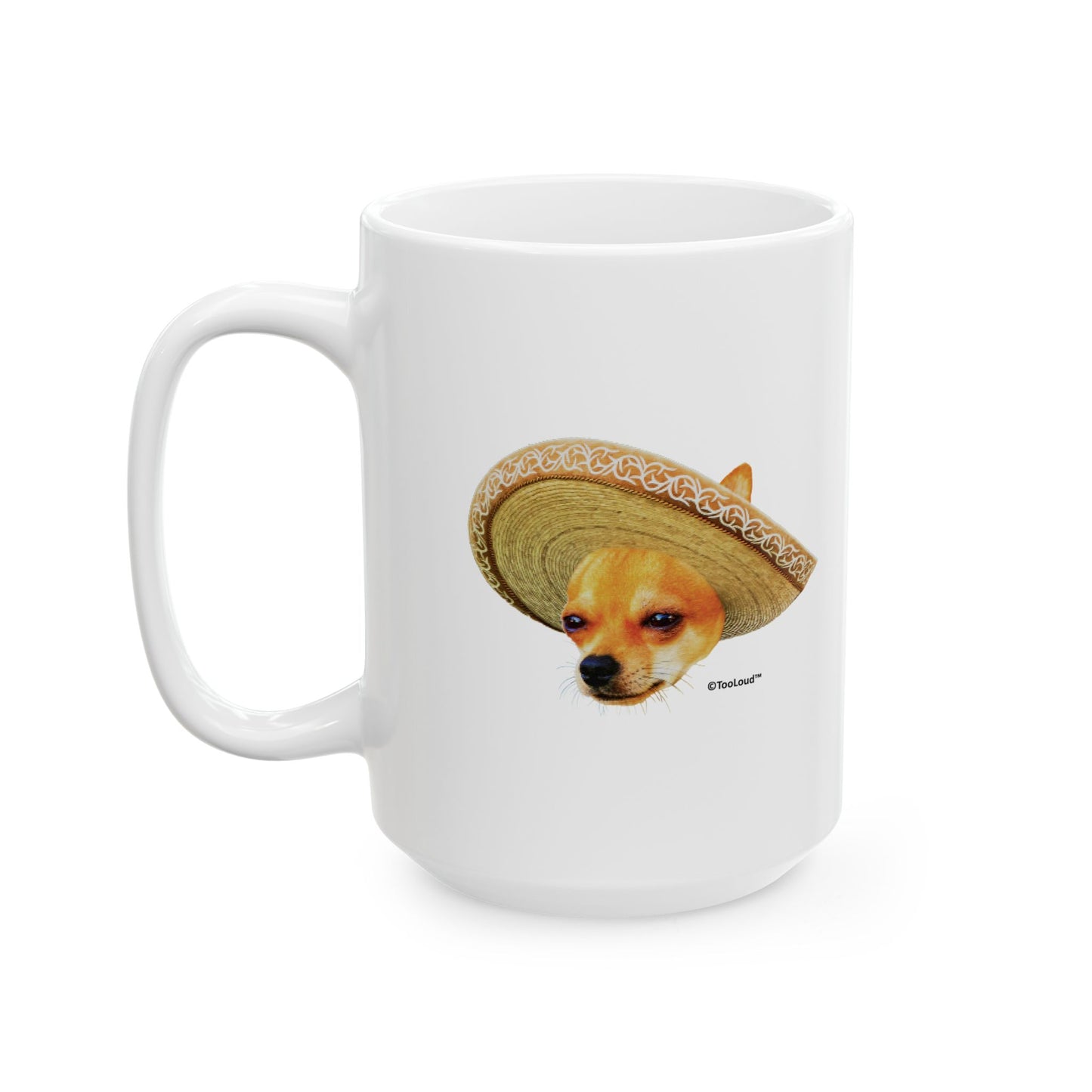 Chihuahua Dog with Sombrero – Patchwork Design Printed Coffee Mug (11oz or 15oz) by TOOLOUD