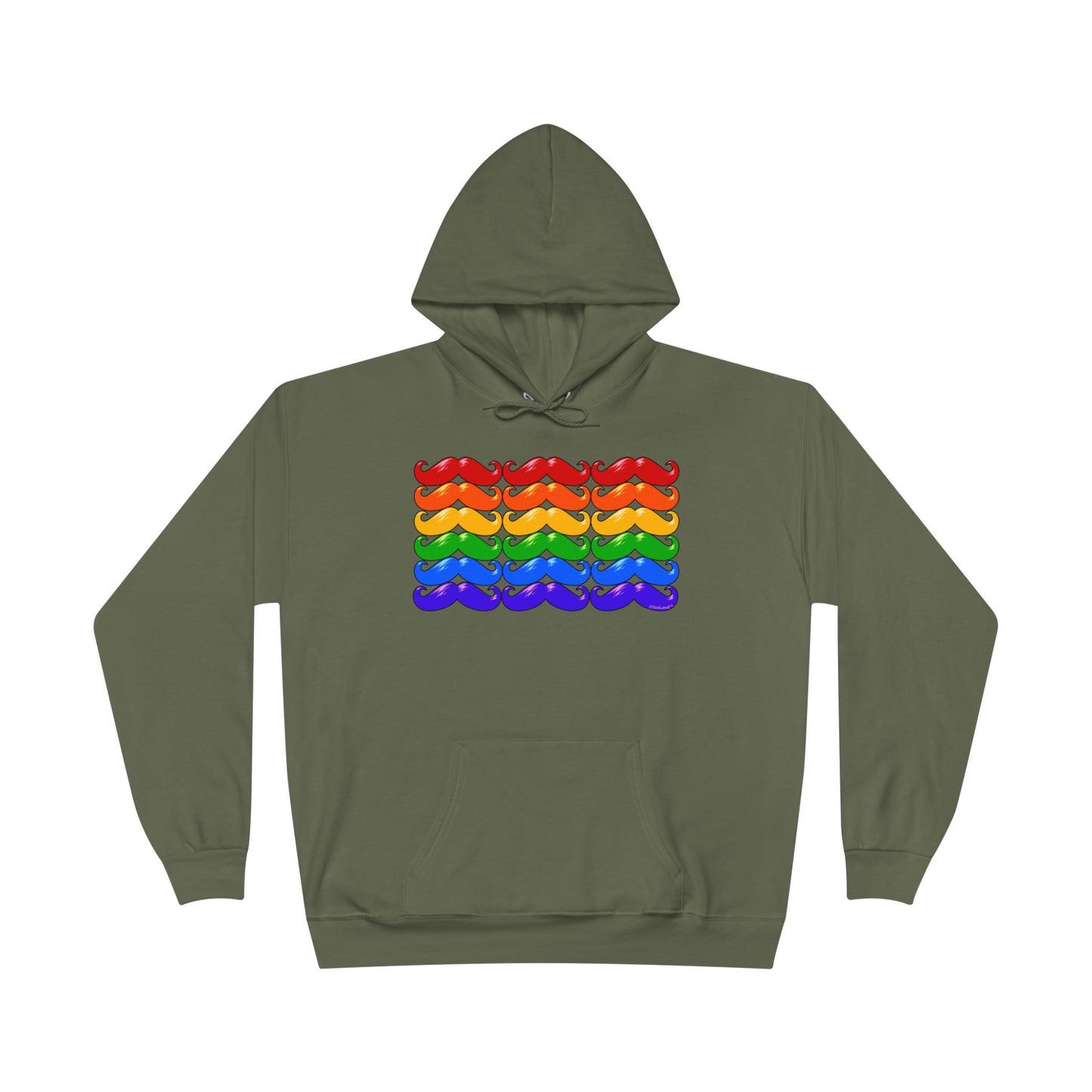 Rainbow Mustaches Gay Pride Flag Unisex Hoodie Sweatshirt by TOOLOUD