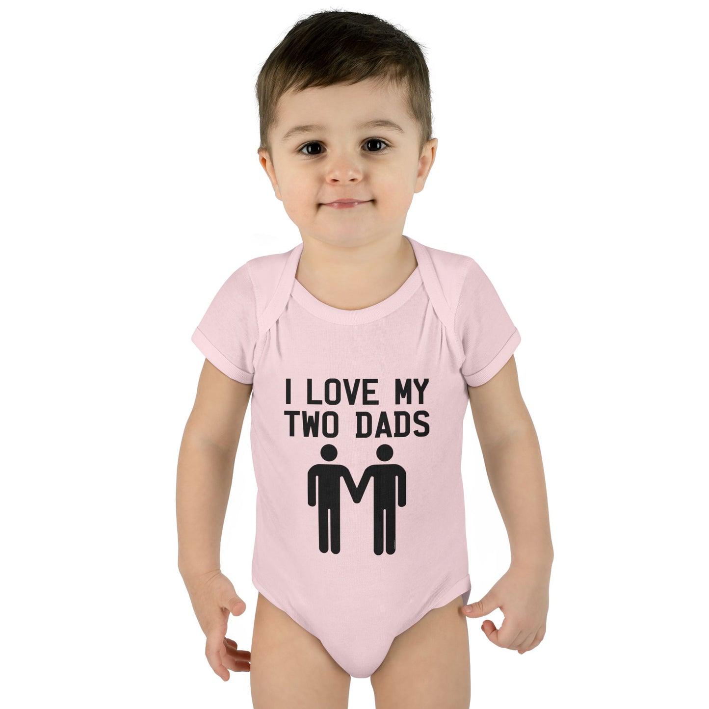 I Love My Two Dads Gay Fathers Baby Bodysuit by TOOLOUD