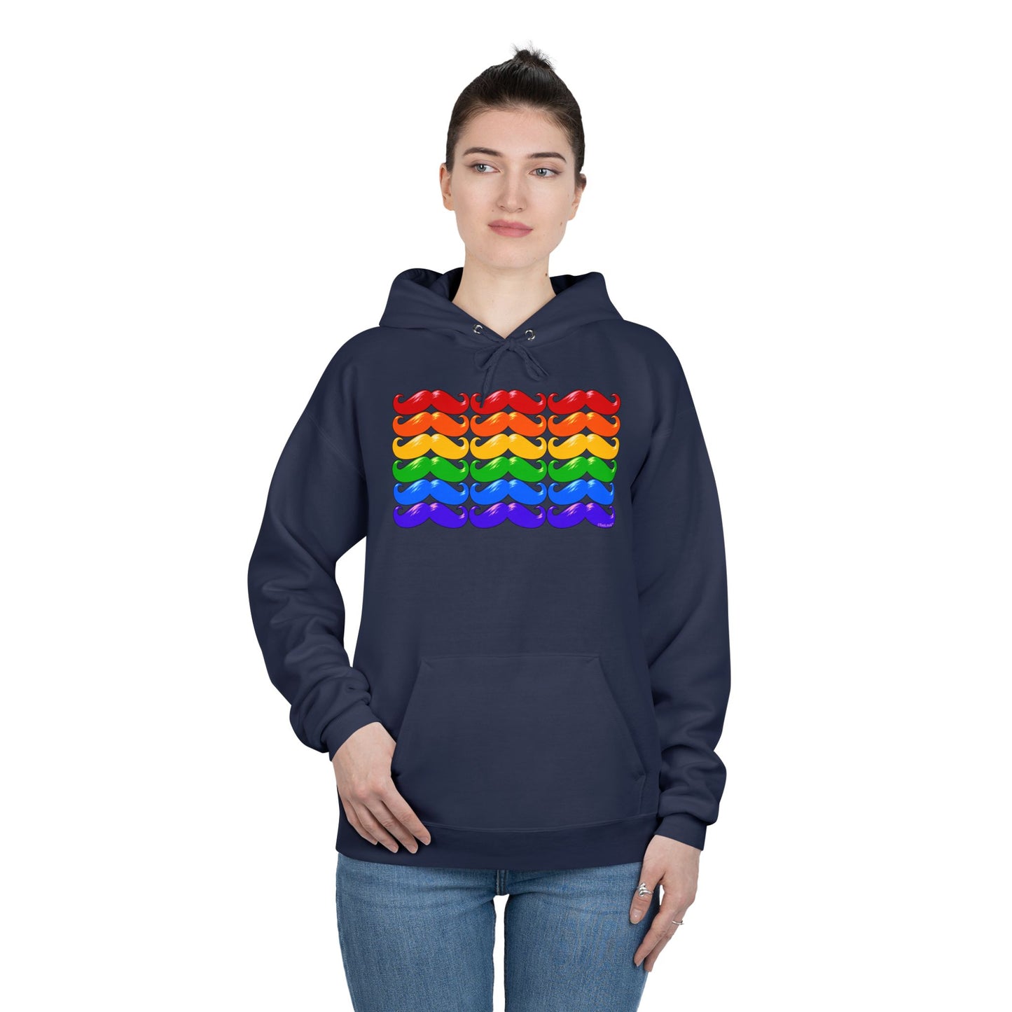 Rainbow Mustaches Gay Pride Flag Unisex Hoodie Sweatshirt by TOOLOUD