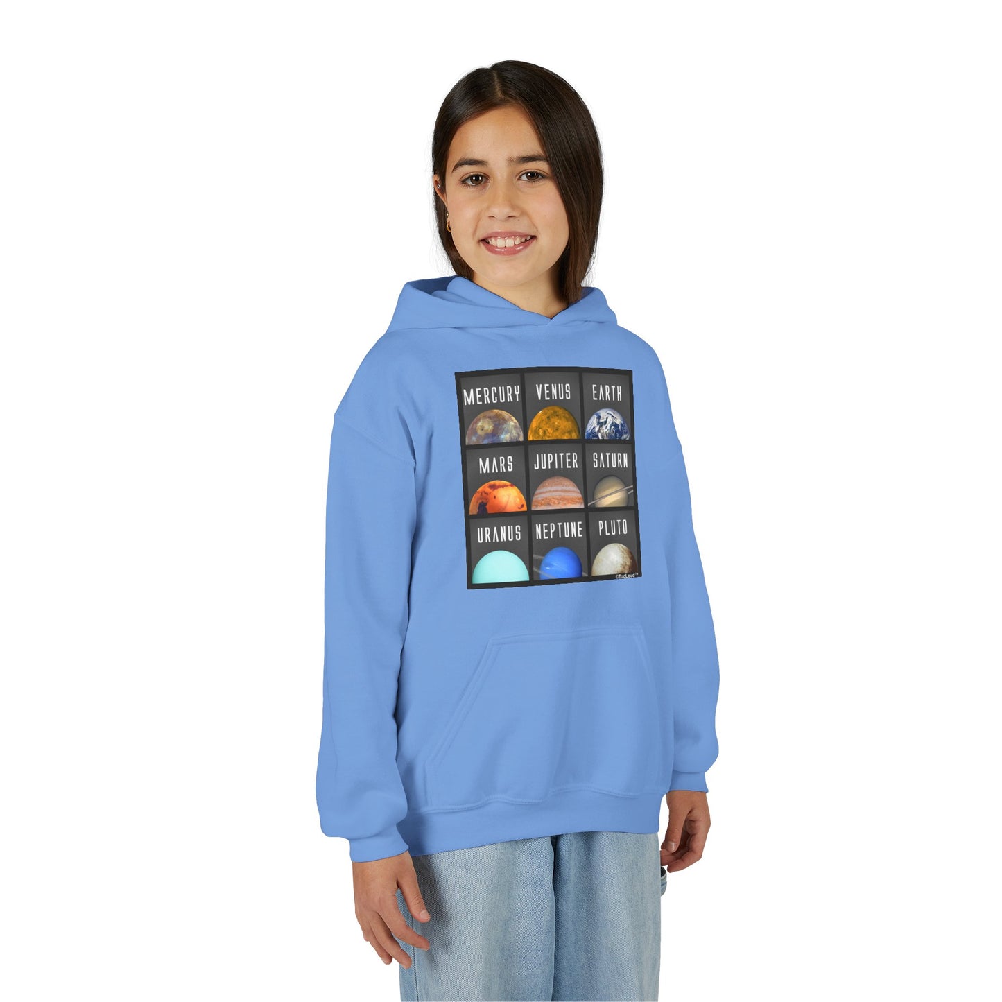 Solar System Squares Children's Youth Hoodie by TOOLOUD
