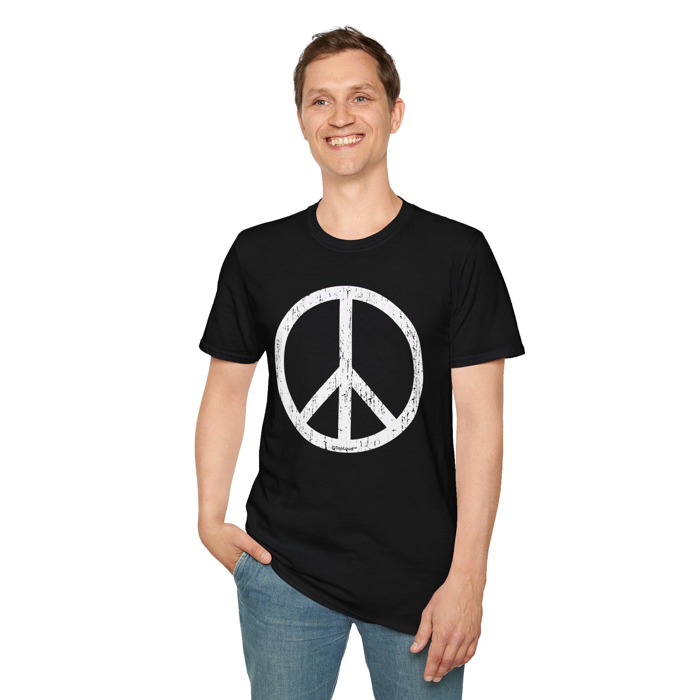 Peace Sign Symbol - Distressed Adult Dark T-Shirt by TOOLOUD