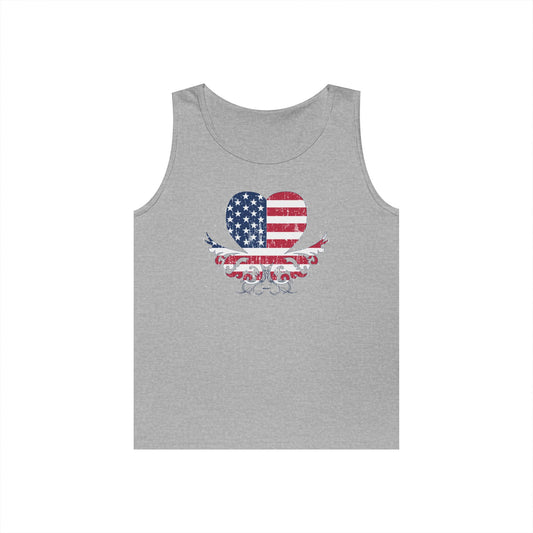 American Flag Decorative Floral Heart Vintage Loose Tank Top by TOOLOUD