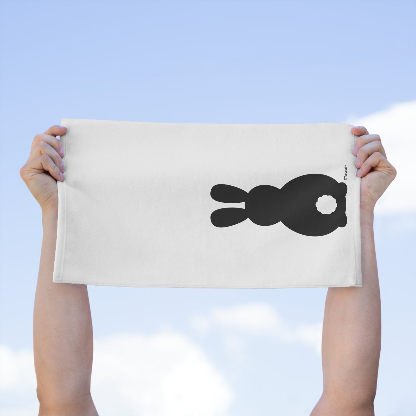 Cute Bunny Silhouette with Tail 11" x 18" Dish Fingertip Sport Towel by TOOLOUD