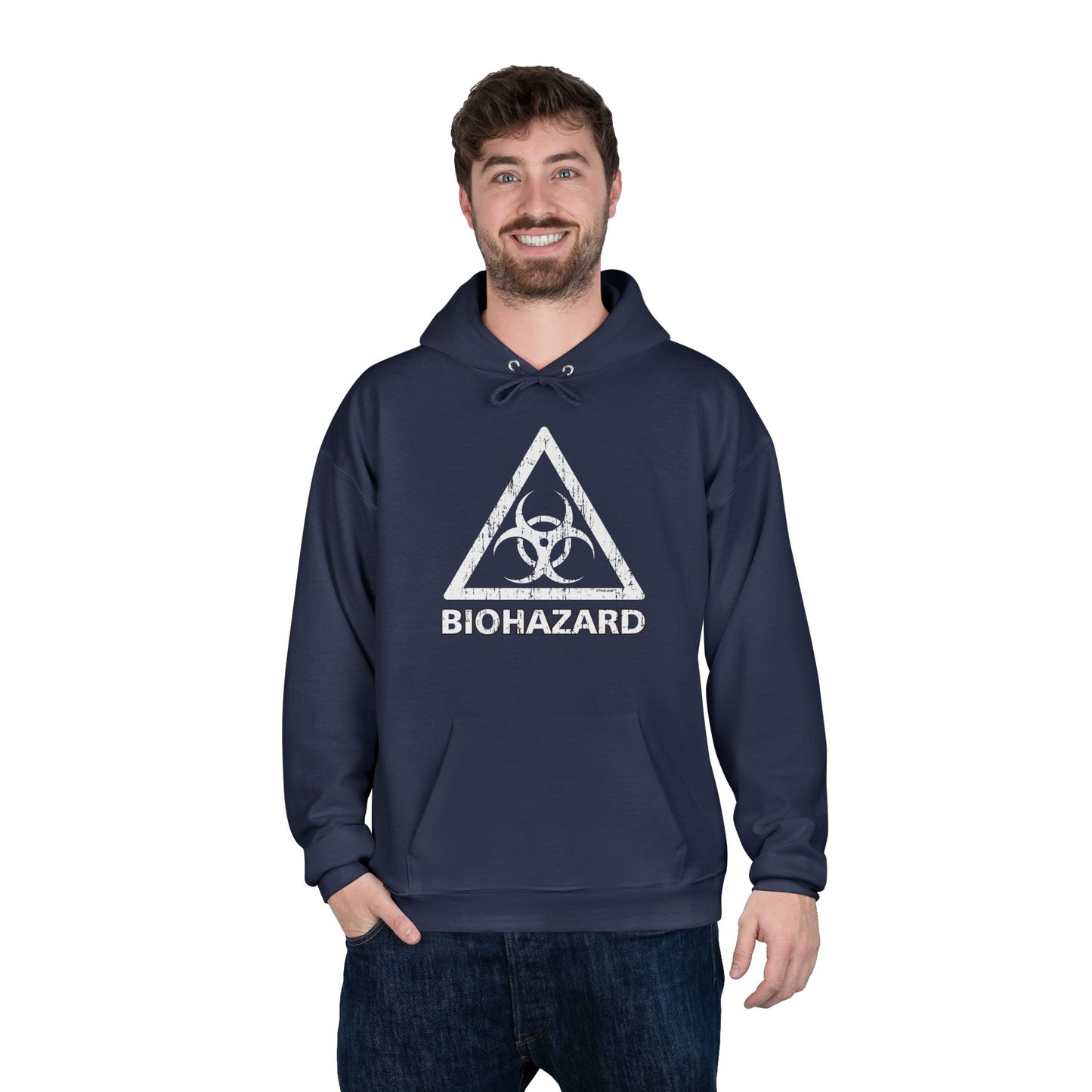 Biohazard Sign Distressed Dark Pullover Hoodie Sweatshirt by TOOLOUD