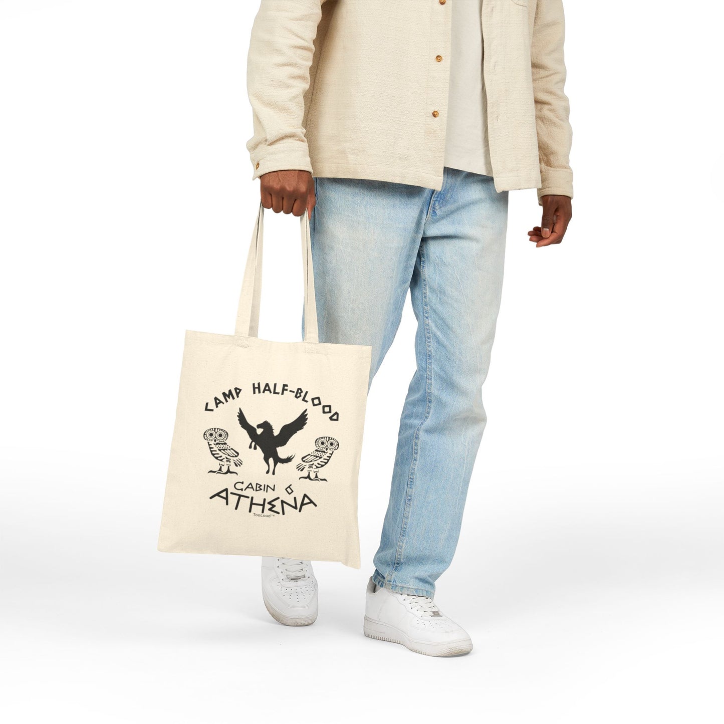 Camp Half Blood Cabin 6 Athena Grocery Tote Bag - Natural Color by TOOLOUD