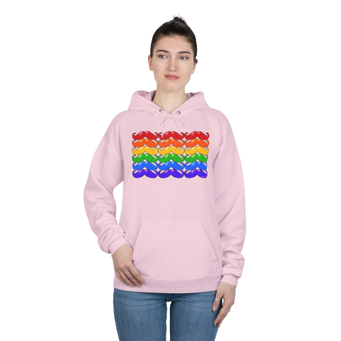 Rainbow Mustaches Gay Pride Flag Unisex Hoodie Sweatshirt by TOOLOUD