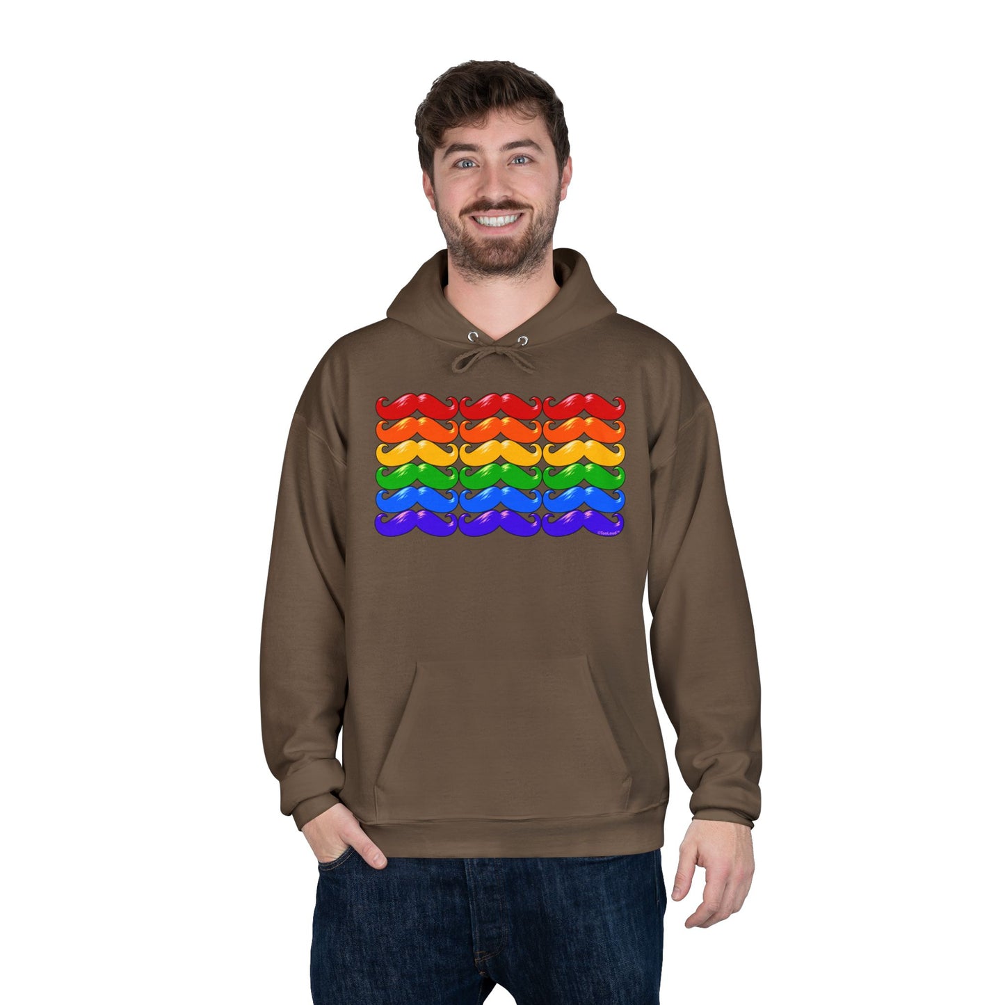 Rainbow Mustaches Gay Pride Flag Unisex Hoodie Sweatshirt by TOOLOUD