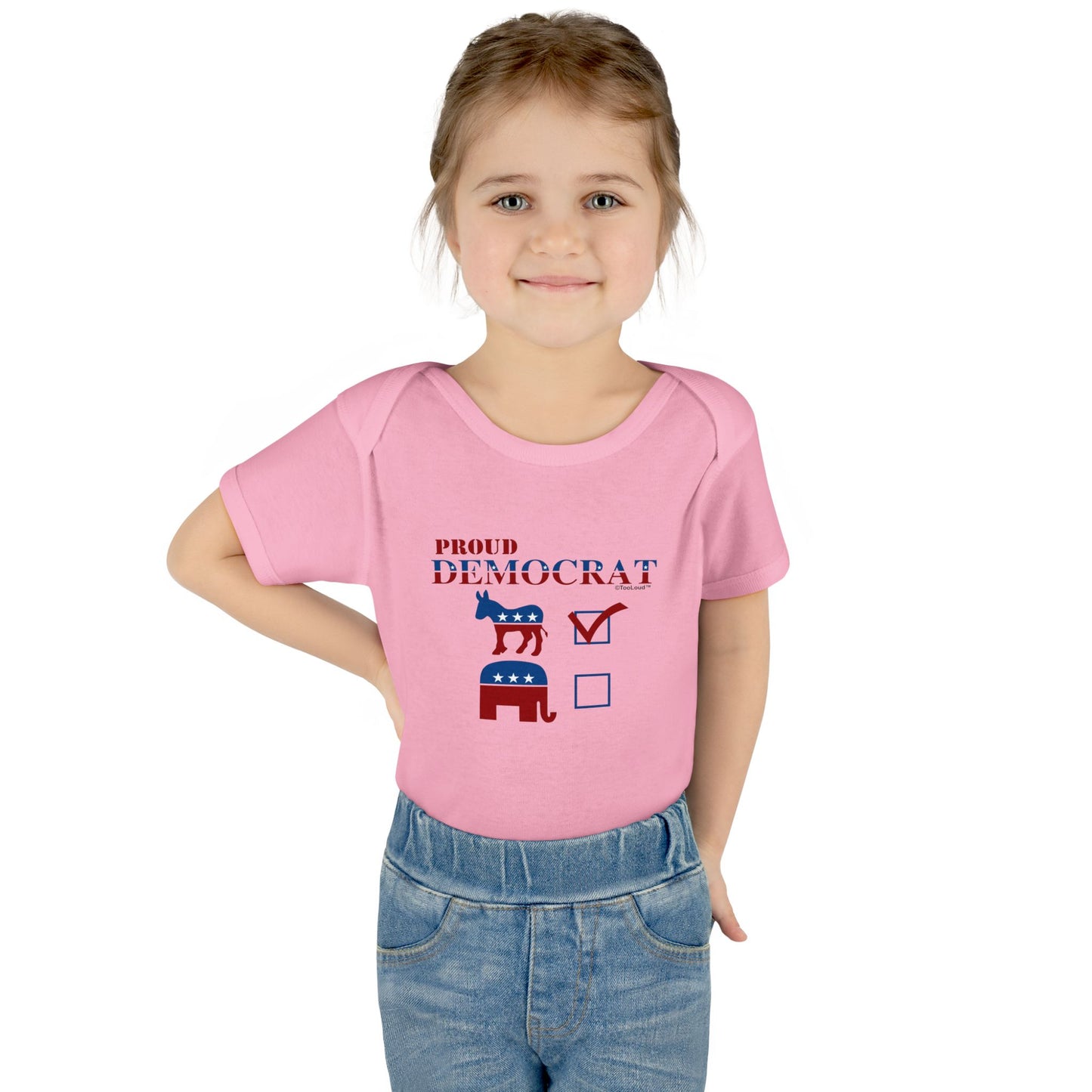 Proud Democrat Checkmark Baby Romper Bodysuit by TOOLOUD