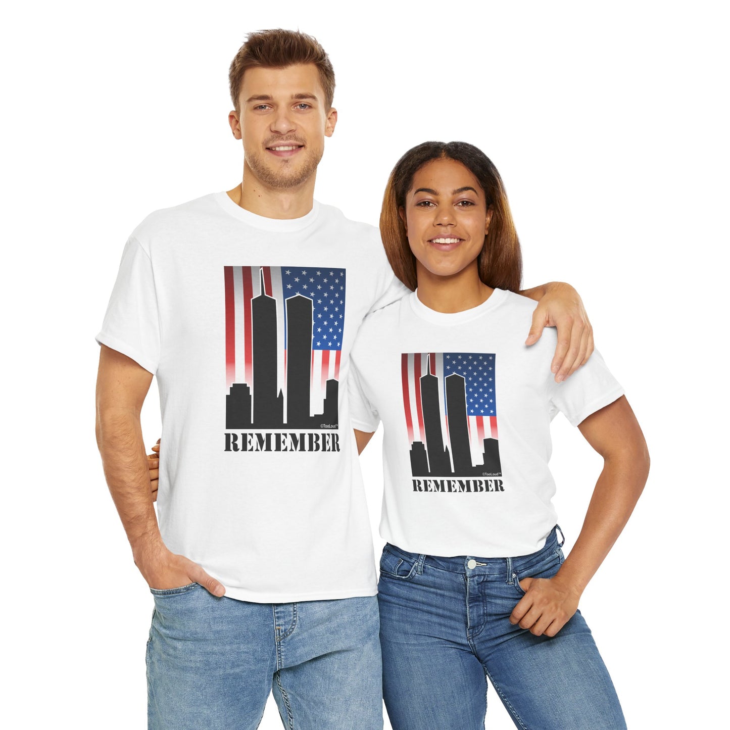 Twin Towers Remember Adult Commemorative T-Shirt "Tribute Collection" by TOOLOUD