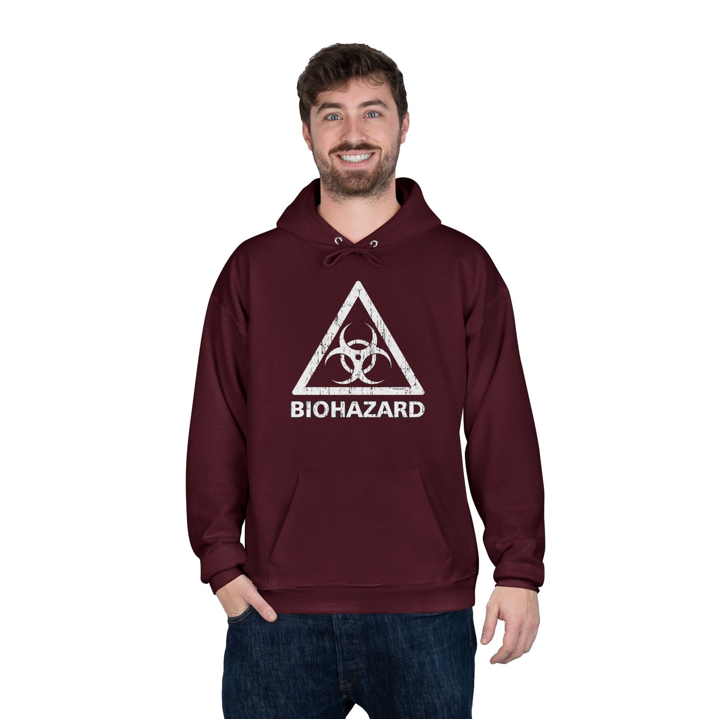 Biohazard Sign Distressed Dark Pullover Hoodie Sweatshirt by TOOLOUD