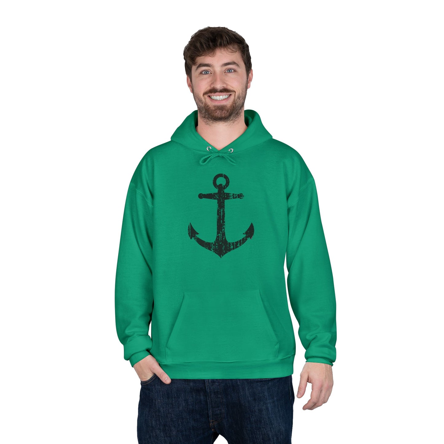 Distressed Nautical Sailor Anchor Hoodie Sweatshirt by TOOLOUD